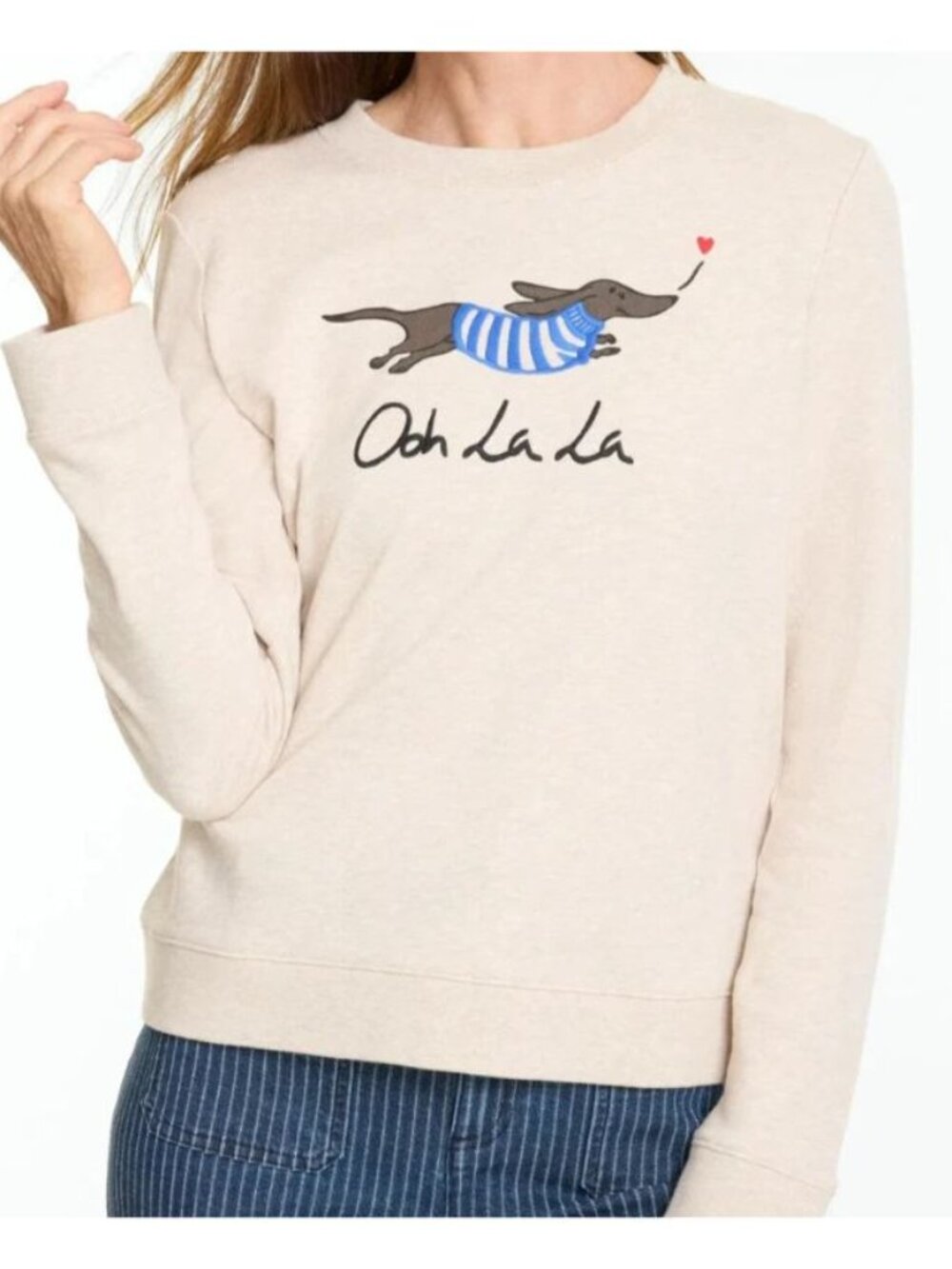 NWT TALBOTS CREAM OOH LA LA SWEATSHIRT  SZ M NEW $100